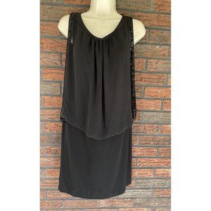 Black Beaded Dress Size 4 Sleeveless Flattering Fit Lined Evening Cocktail Party